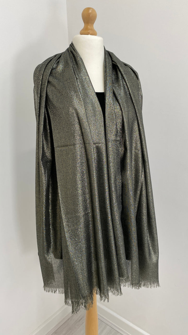 Oversized Metallic Scarf - Khaki