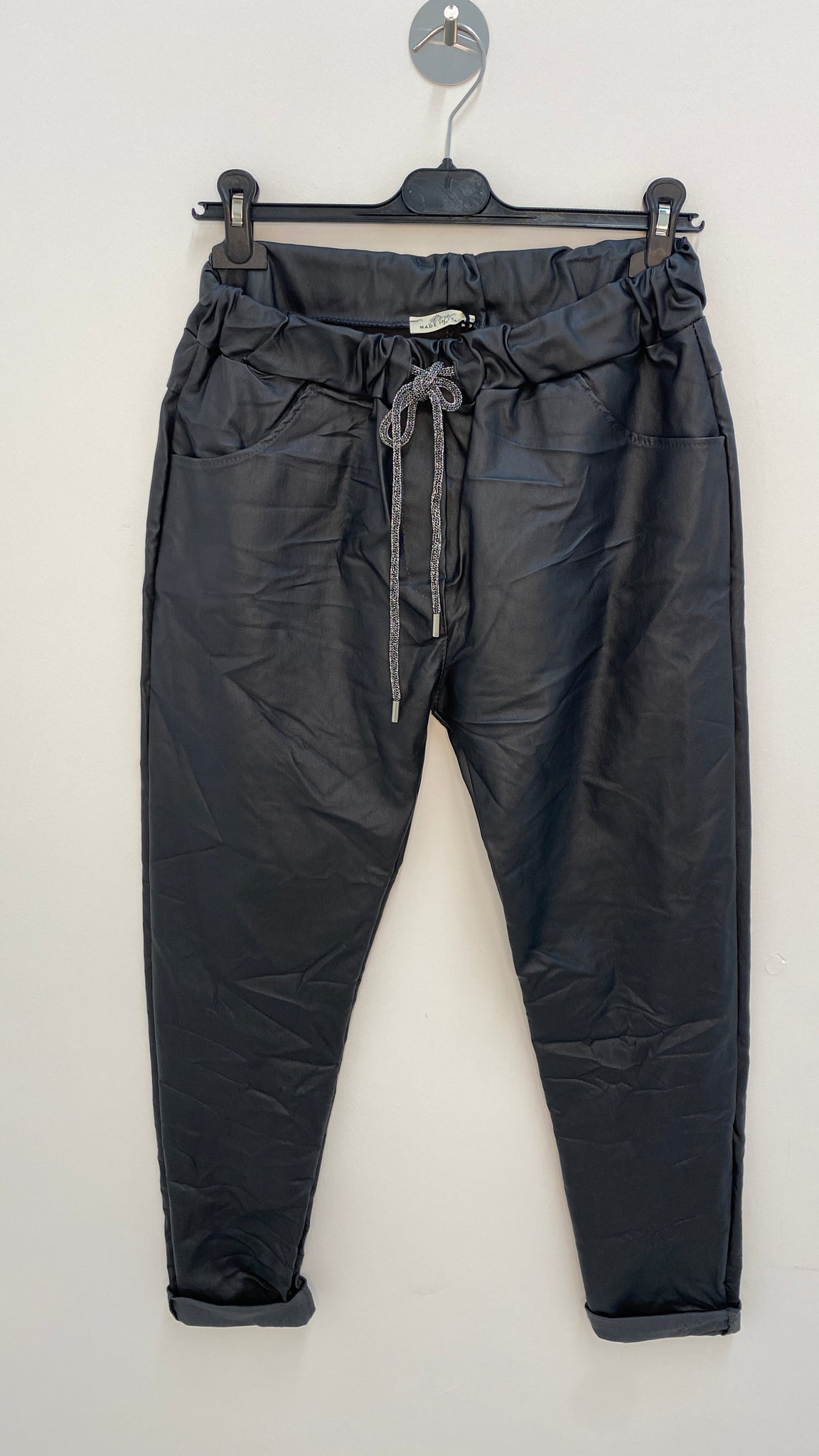 Lisbon Magic Pleather Pants (Leather Look) -  Charcoal Grey