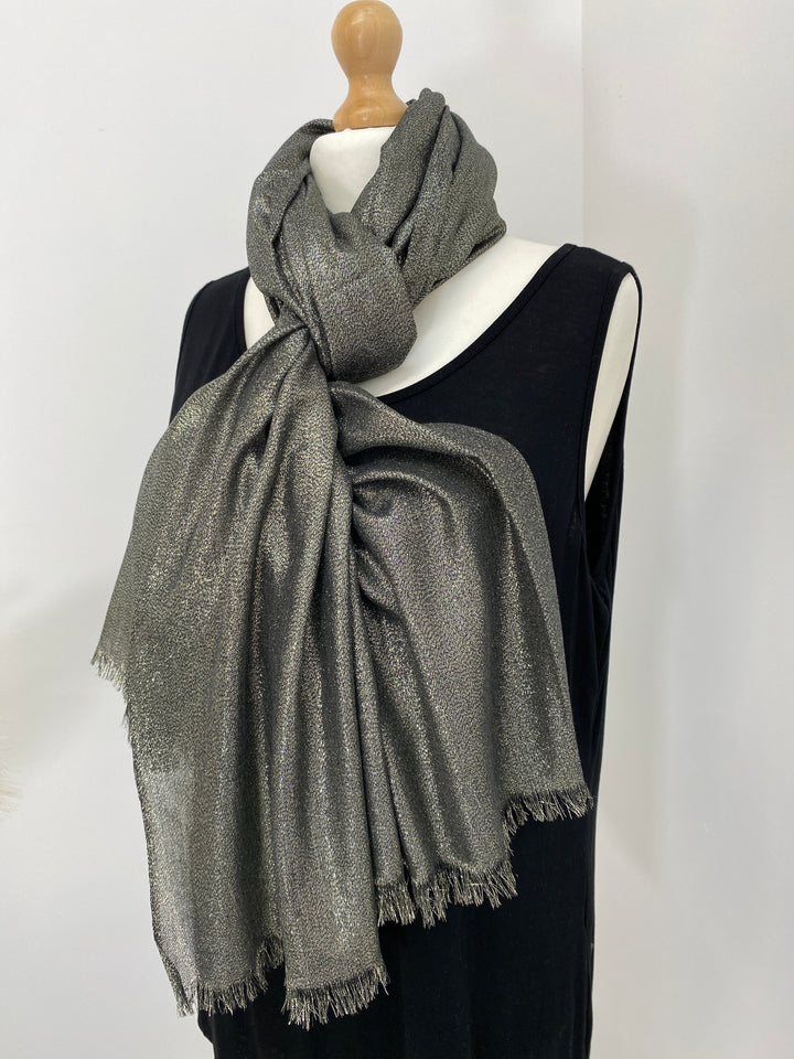 Oversized Metallic Scarf - Khaki