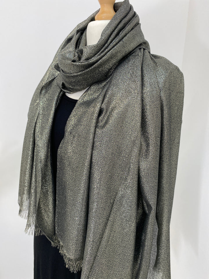 Oversized Metallic Scarf - Khaki