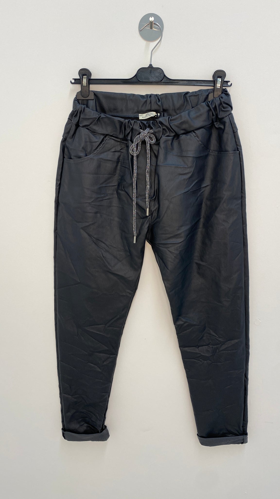 Lisbon Magic Pleather Pants (Leather Look) -  Charcoal Grey