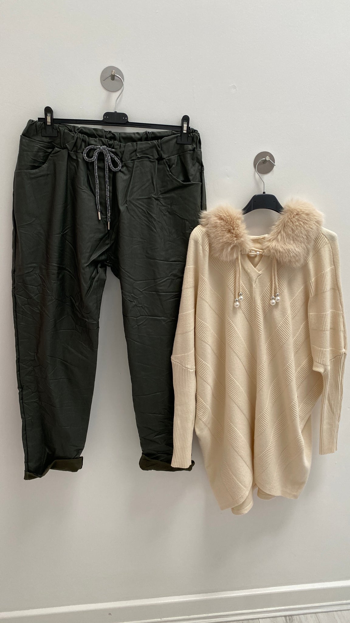 Lisbon Magic Pleather Pants (Leather Look) -  (2 Sizes) - Khaki