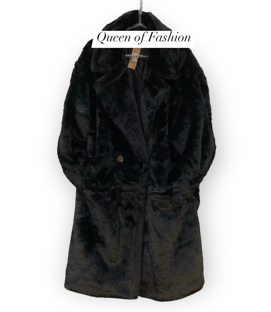 Oslo Longline Faux Fur Coat - Black (2 Sizes)