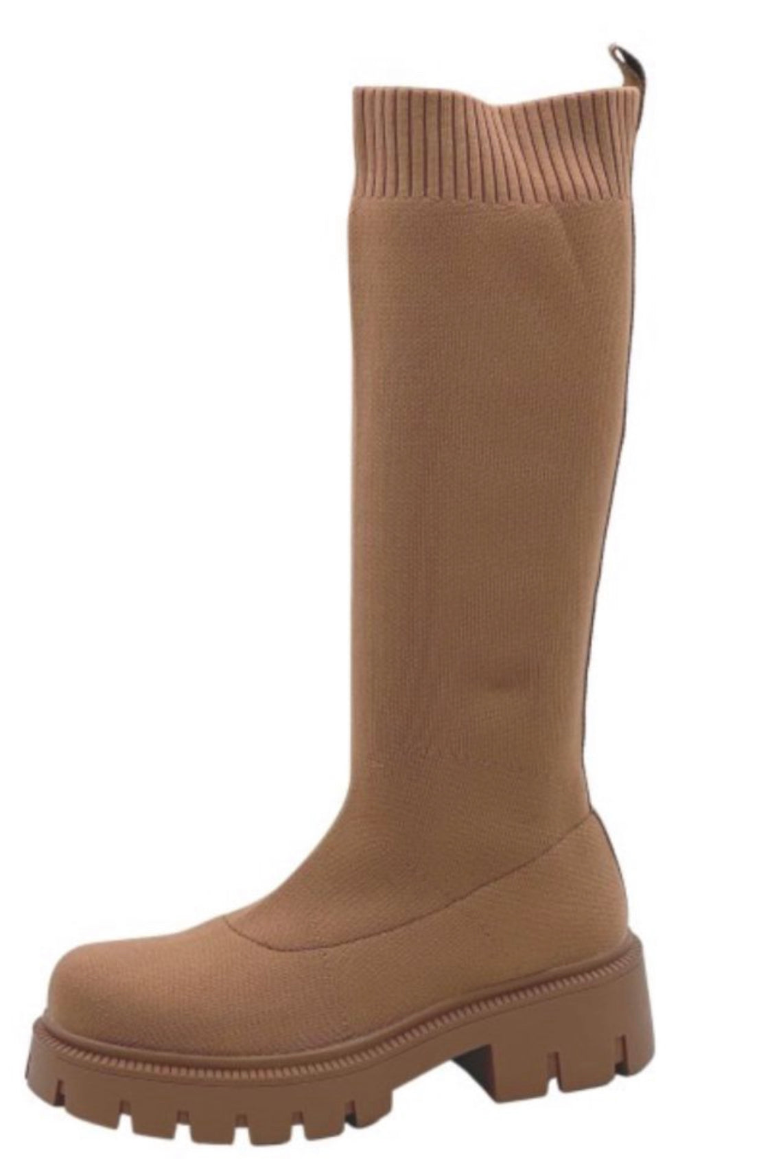 Kensington Sock Boots with Cleated Sole - Camel