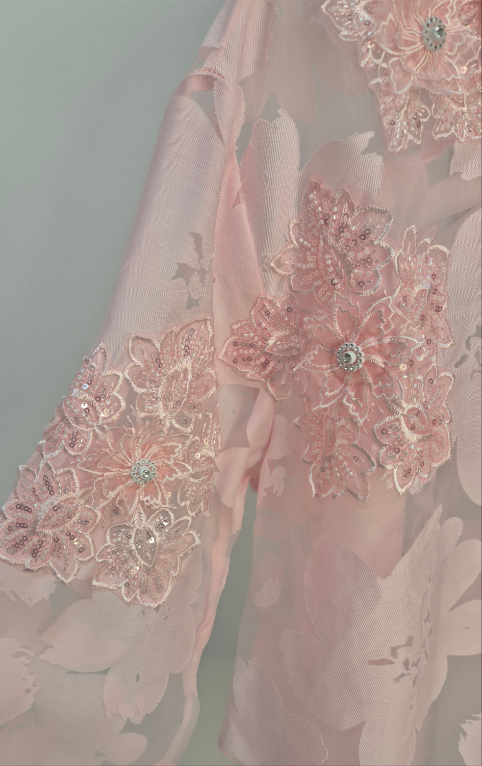 Valencia Ornate Blouse with Crystals & 3D Applique Sparkle - Pink (One Size, fits from Size 12 up to Size 16/Small Busted Size 18)