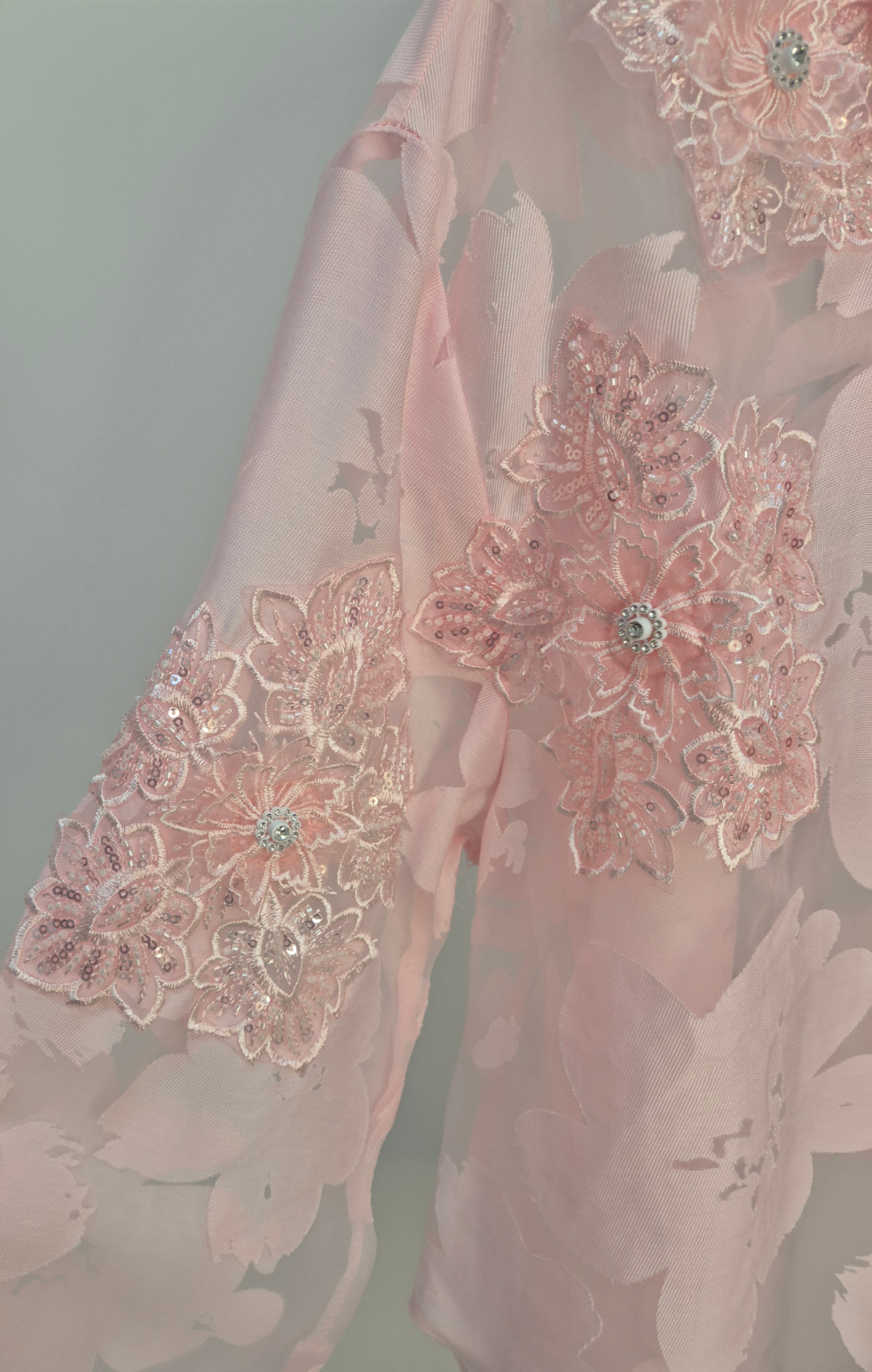 Valencia Ornate Blouse with Crystals & 3D Applique Sparkle - Pink (One Size, fits from Size 12 up to Size 16/Small Busted Size 18)