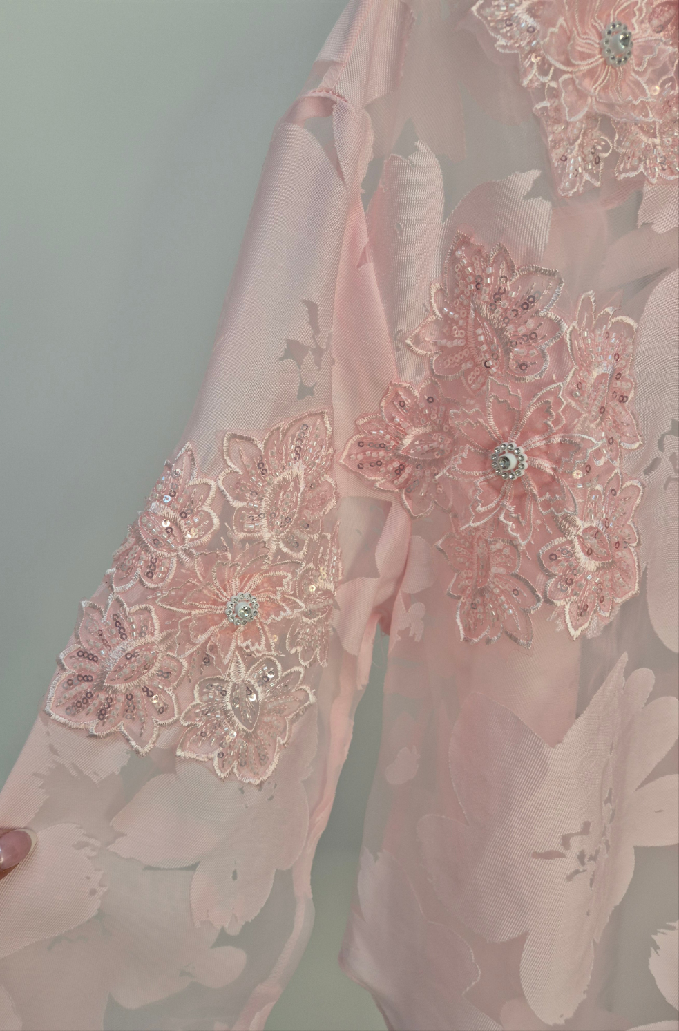 Valencia Ornate Blouse with Crystals & 3D Applique Sparkle - Pink (One Size, fits from Size 12 up to Size 16/Small Busted Size 18)