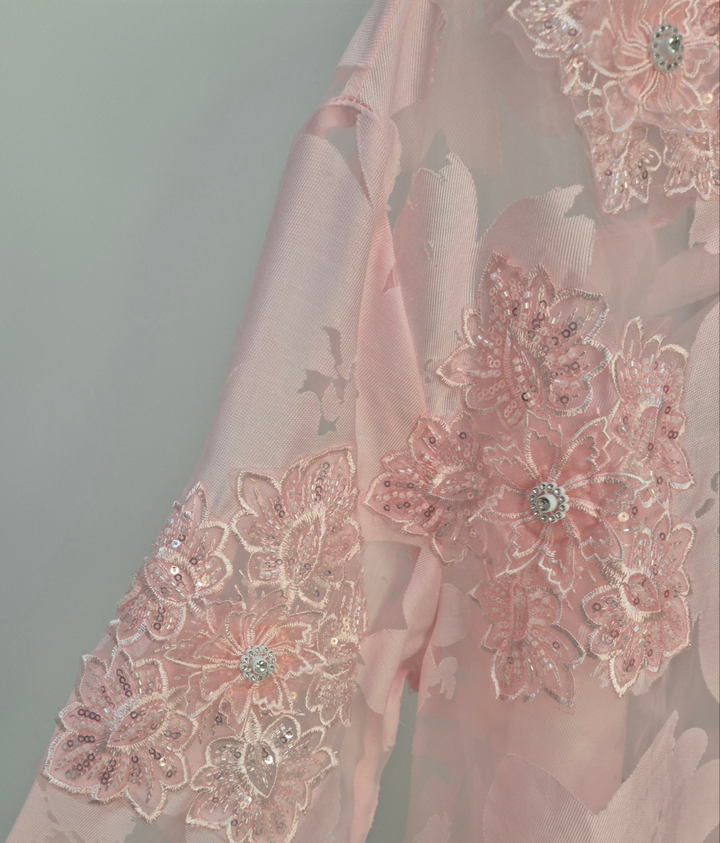 Valencia Ornate Blouse with Crystals & 3D Applique Sparkle - Pink (One Size, fits from Size 12 up to Size 16/Small Busted Size 18)