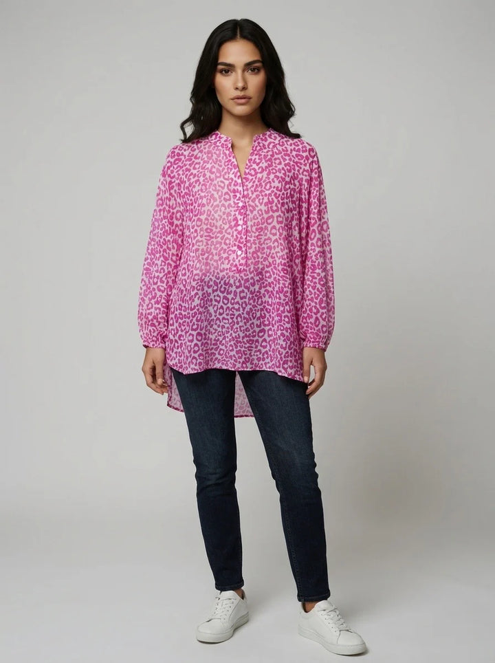 Pippa Pin Stripe Oversized Shirt - Hot Pink (One Size/Curvy, fitting from Size 12 up to Size 18) (Copy)