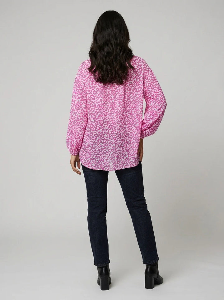 Pippa Pin Stripe Oversized Shirt - Hot Pink (One Size/Curvy, fitting from Size 12 up to Size 18) (Copy)