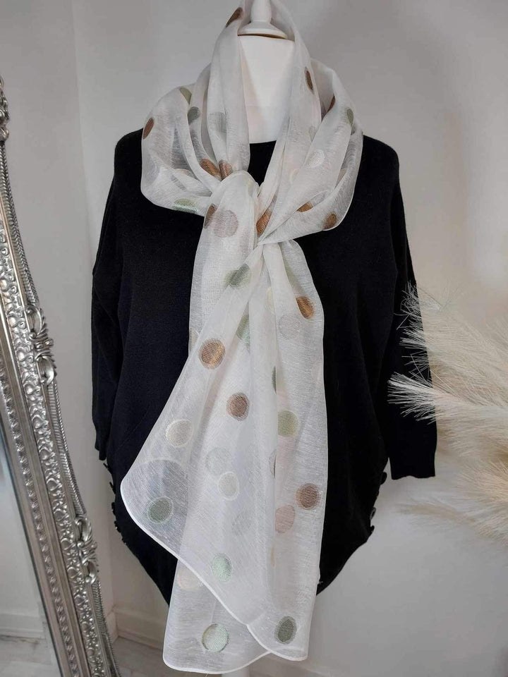 Silk Semi Sheer Polka Dot Scarf - choose your colour