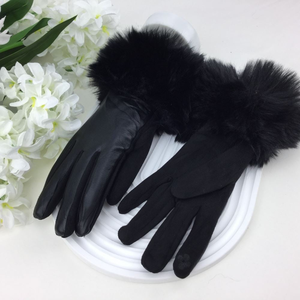 Oslo Leather Look Gloves - choose your colour