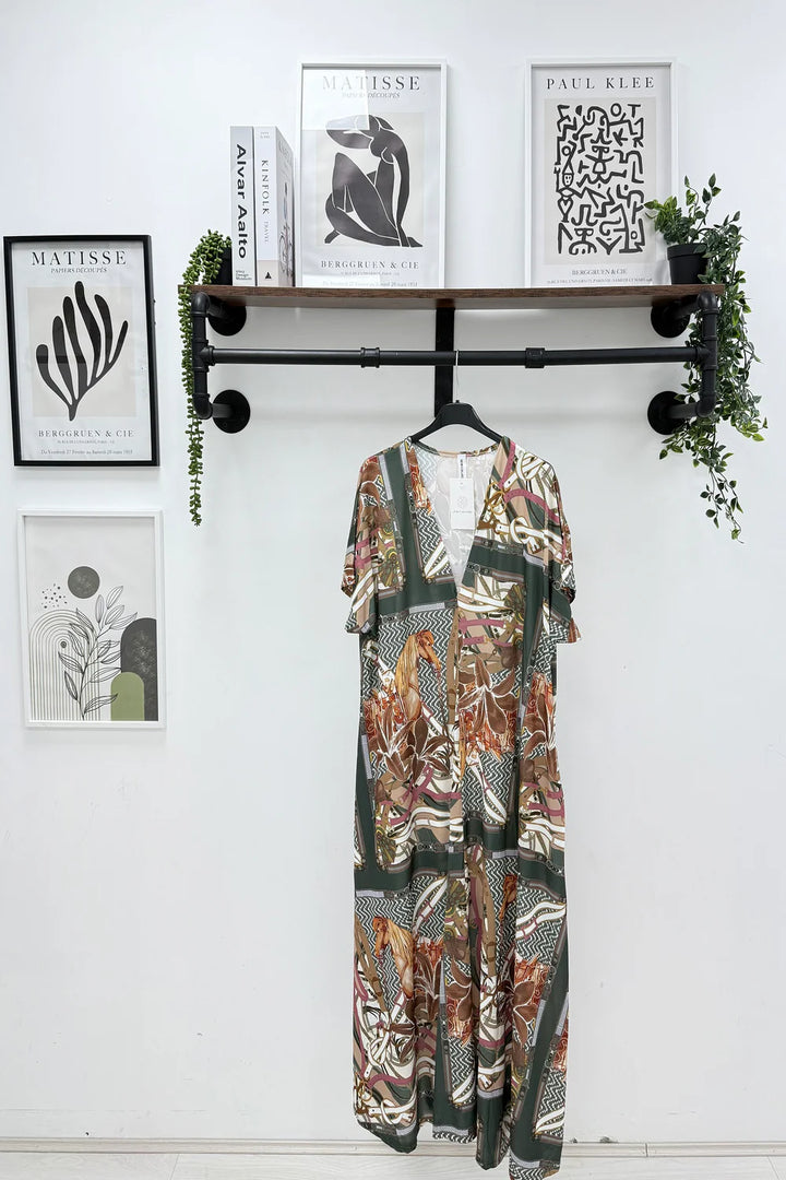 Henrietta Horse Midi Dress - (choose your Colour) - (fits from Size 12 to Size 18)