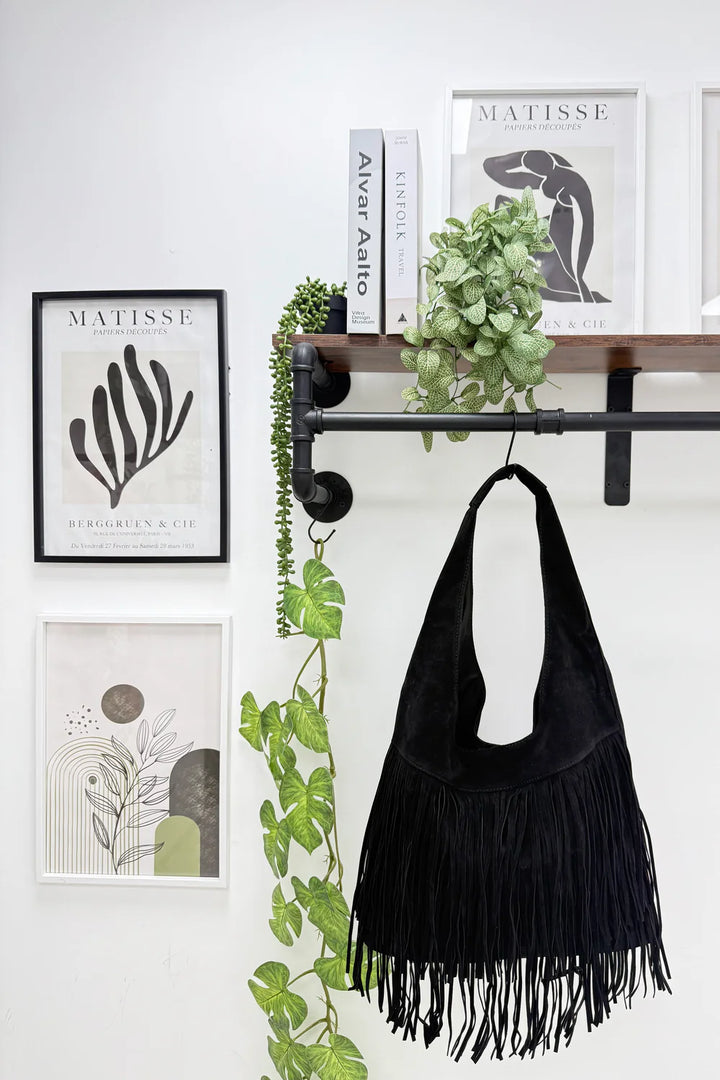 Nevada Fringed Bag - Large Size - Black