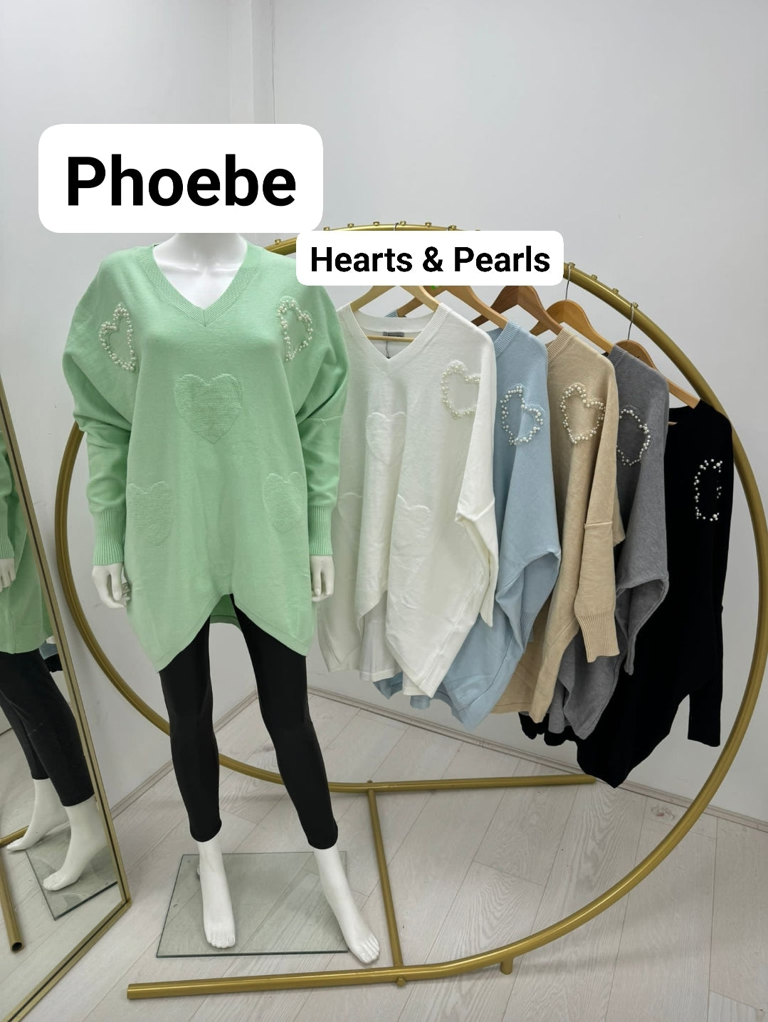 Phoebe Hearts & Pearls Jumper - ( Choose Your Colour )