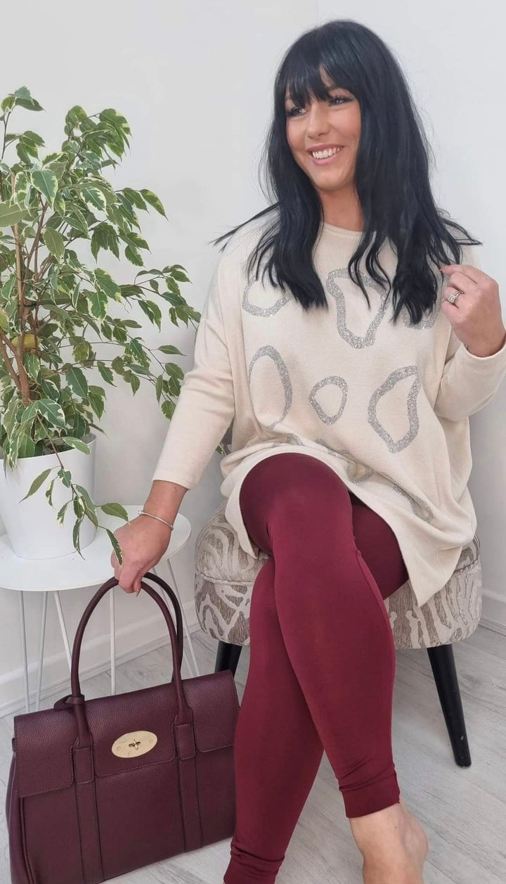 Fleece Lined Leggings - Wine (choose your Size)