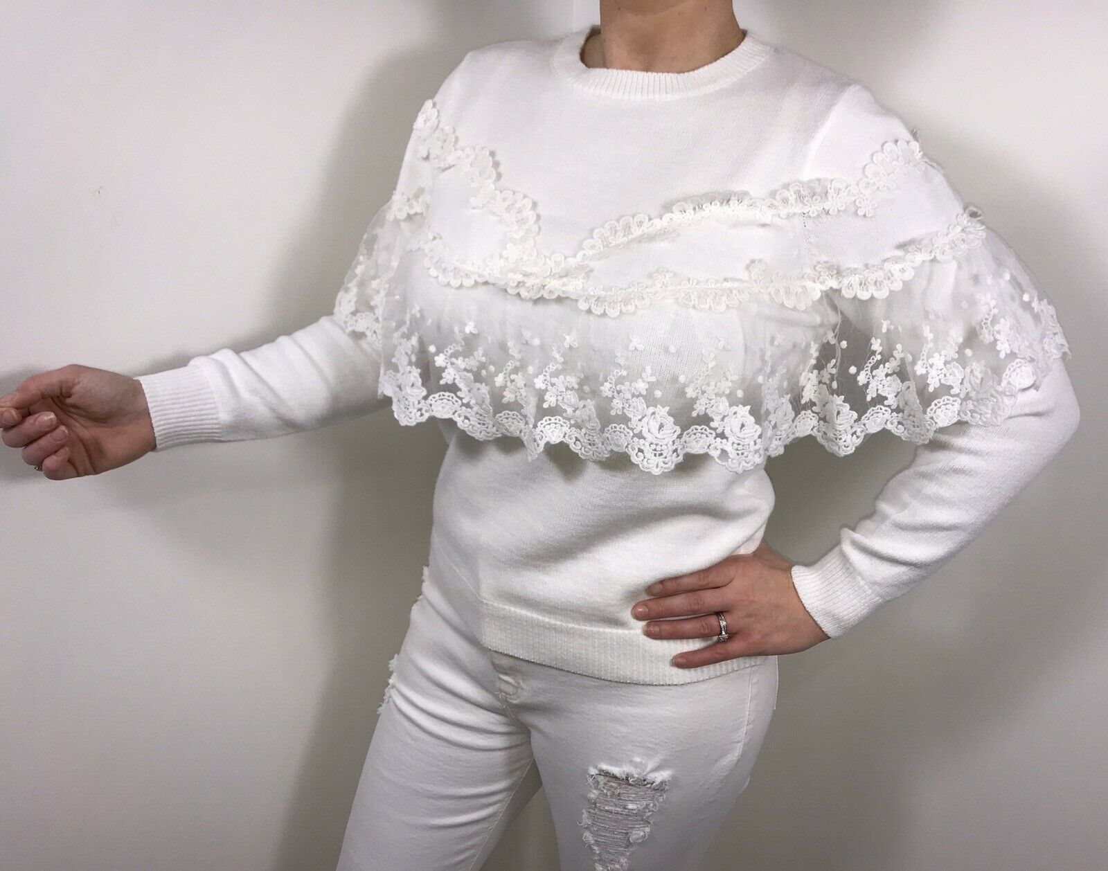 Lace Jumper With Ruffles & Frills