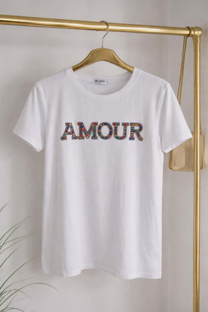 Amour Tee Shirt - White (S/M fitting from Size 8 up to Size 12)