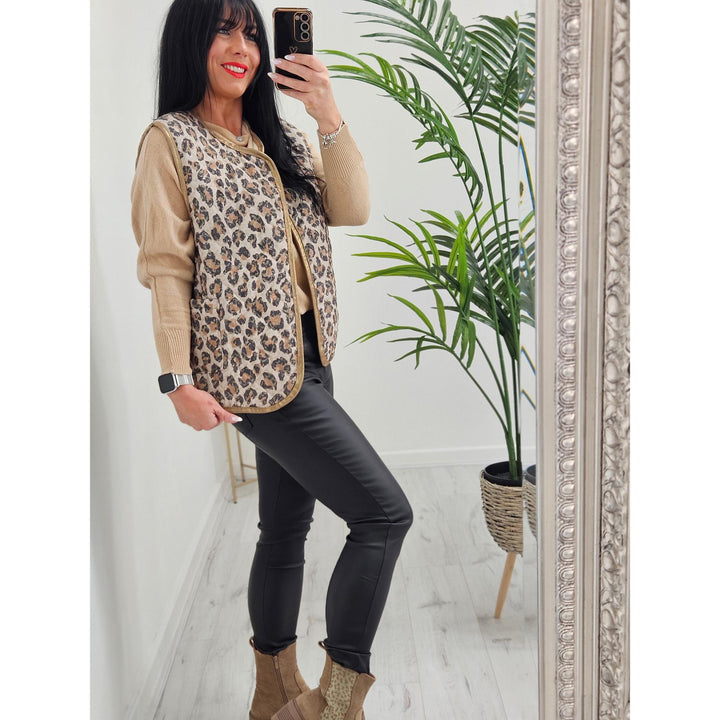 Alexa Quilted Waistcoat - Leopard Print (choose your Colour)