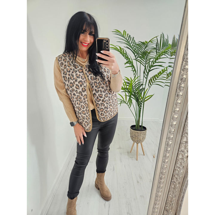 Alexa Quilted Waistcoat - Leopard Print (choose your Colour)