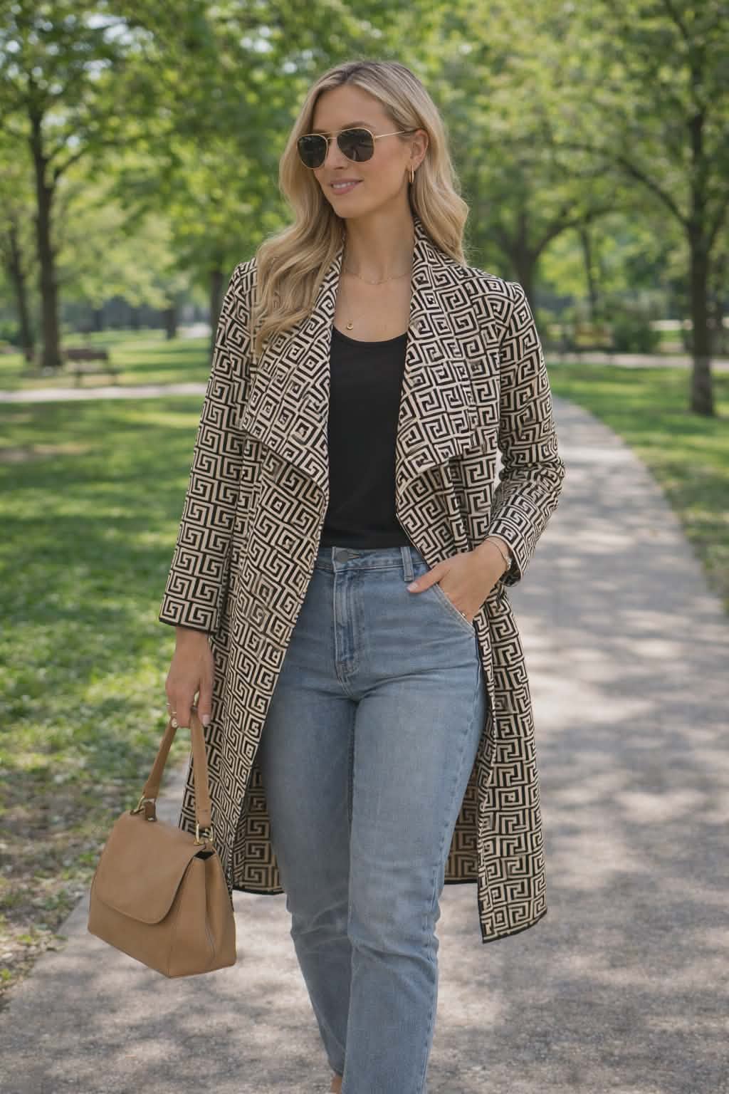 Geo Luxe Coatigan - Monochrome or Stone (ONE SIZE)