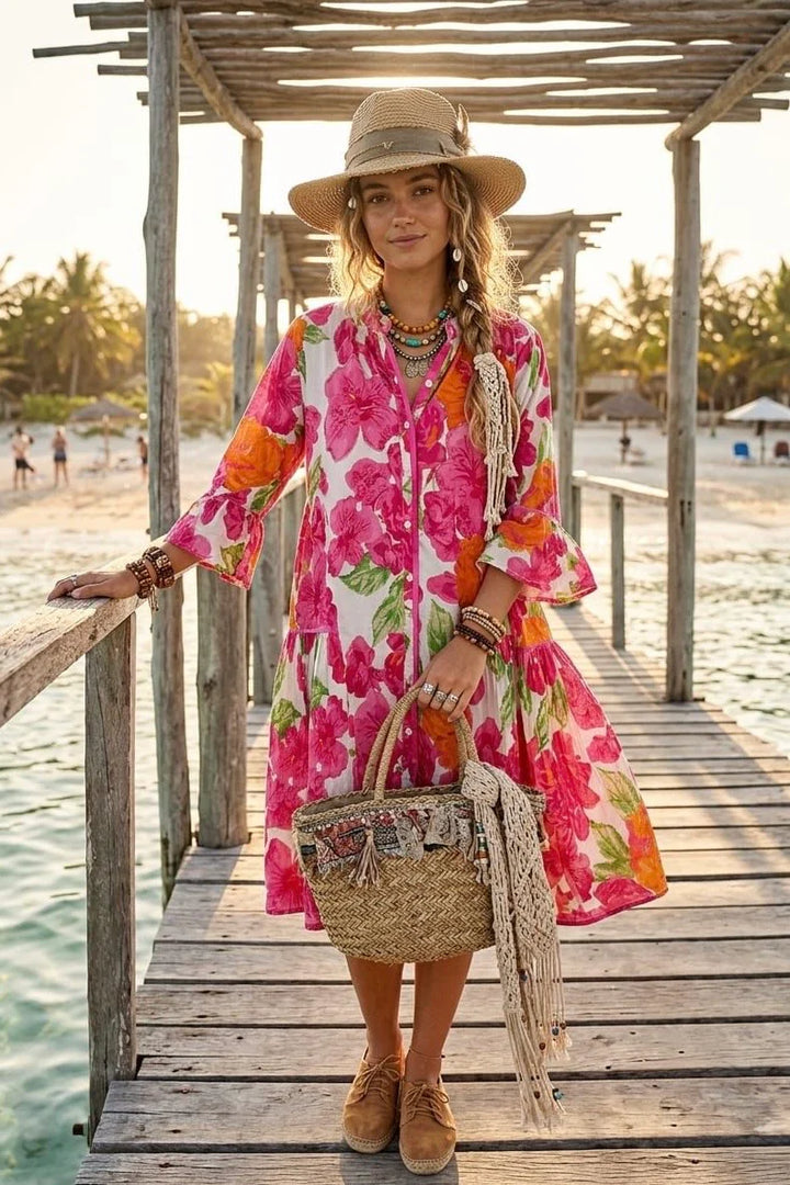 Poppy Beaded Smock Dress (choose your Colour & Size)