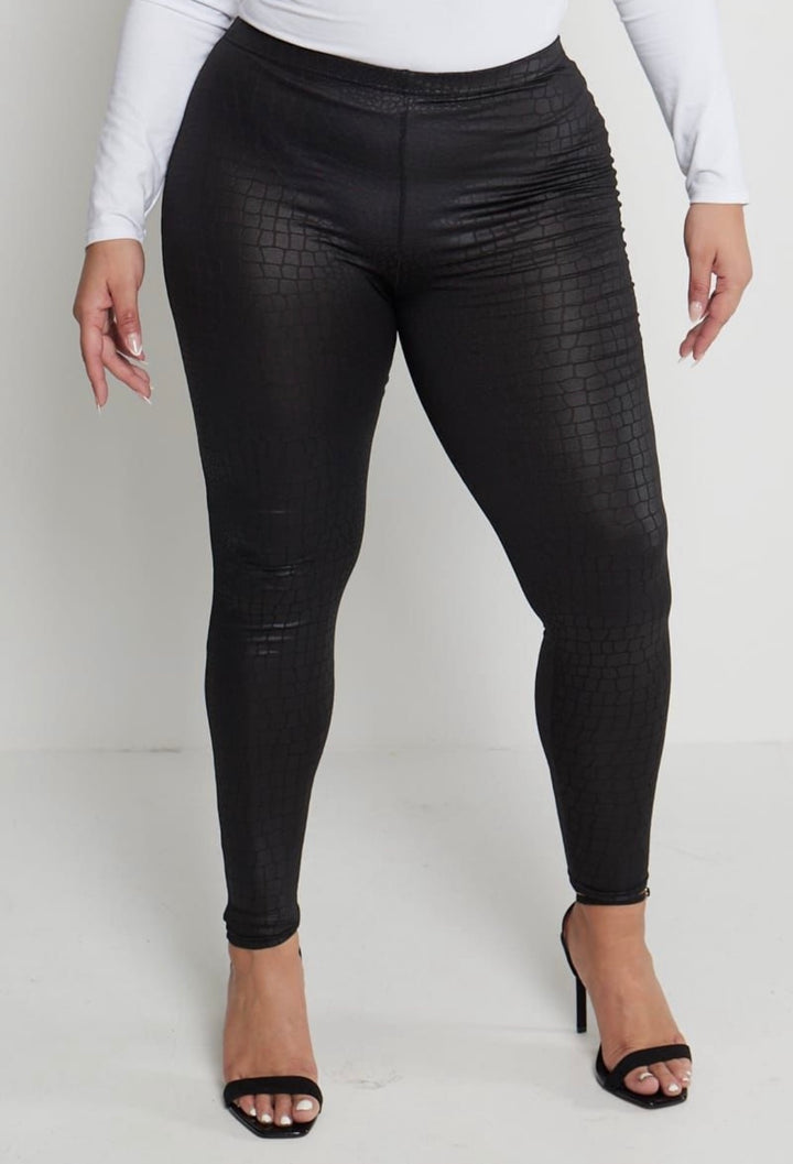 Mock Croc Leather Look Leggings ( Choose Your Colour )