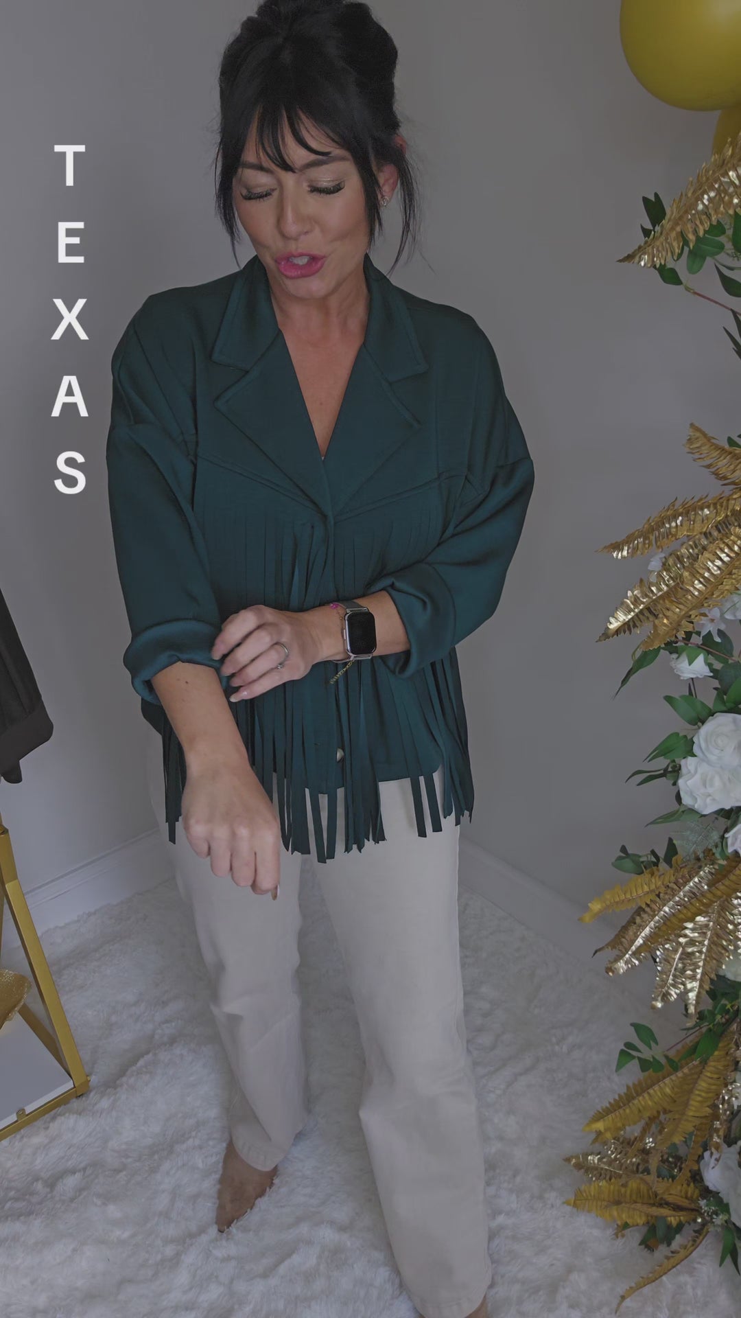 Texas Fringed Jacket  - (One Size fits from Size 12/14 to Size 18) - Peacock