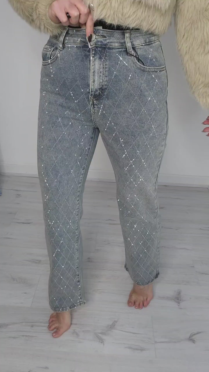 Kelly Diamante/Crystal Jeans - Stonewashed (choose your Size)