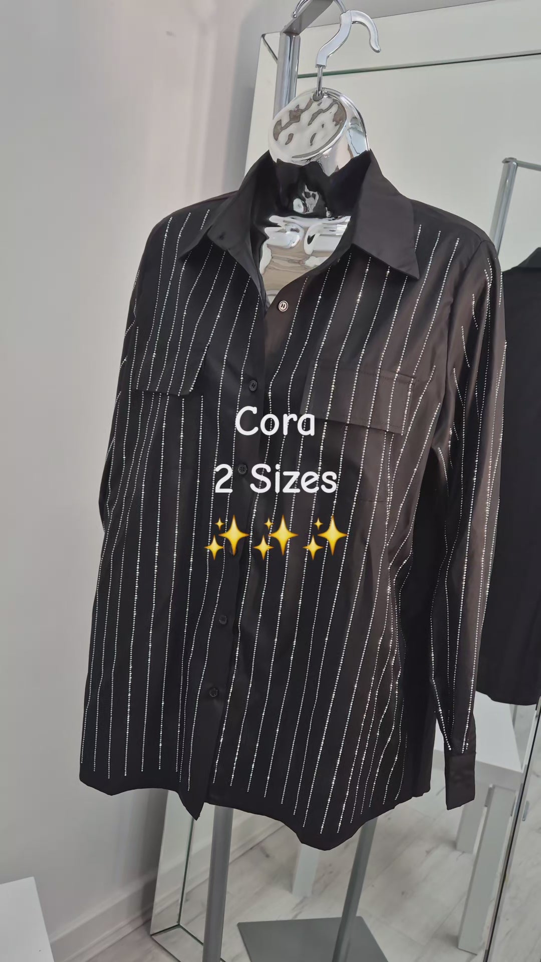 Cora Sparkly Shirt (choose your Size) - Black