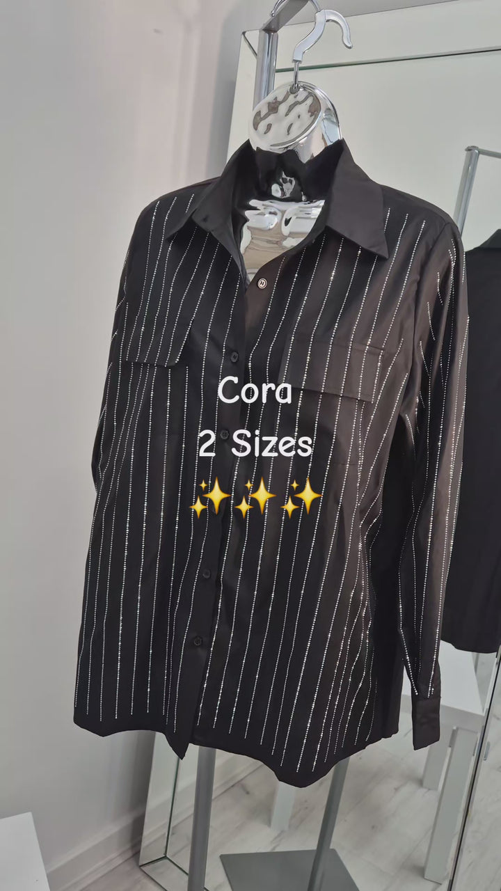 Cora Sparkly Shirt (choose your Size) - Black