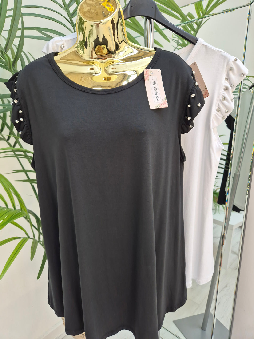 Crystal Sleeve Tee Shirt (choose your Colour) (One Size/Oversized, fits up to Size 18)