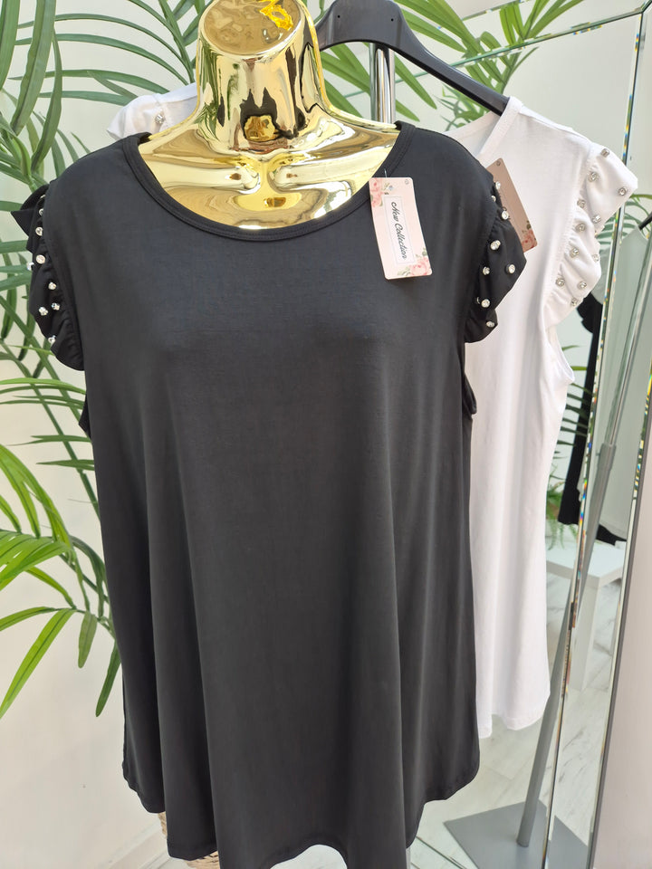 Crystal Sleeve Tee Shirt (choose your Colour) (One Size/Oversized, fits up to Size 18)