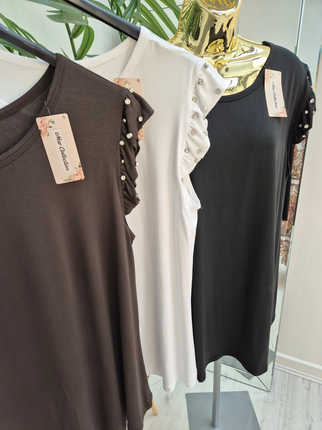 Crystal Sleeve Tee Shirt (choose your Colour) (One Size/Oversized, fits up to Size 18)