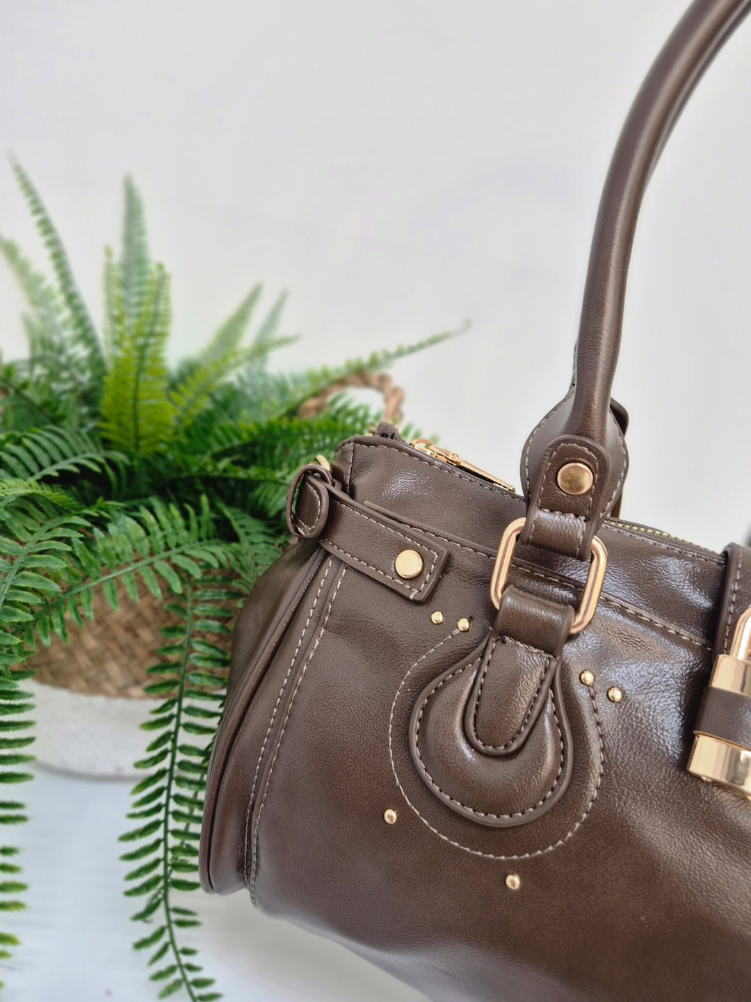 Mia Faux Leather Bag - Chocolate