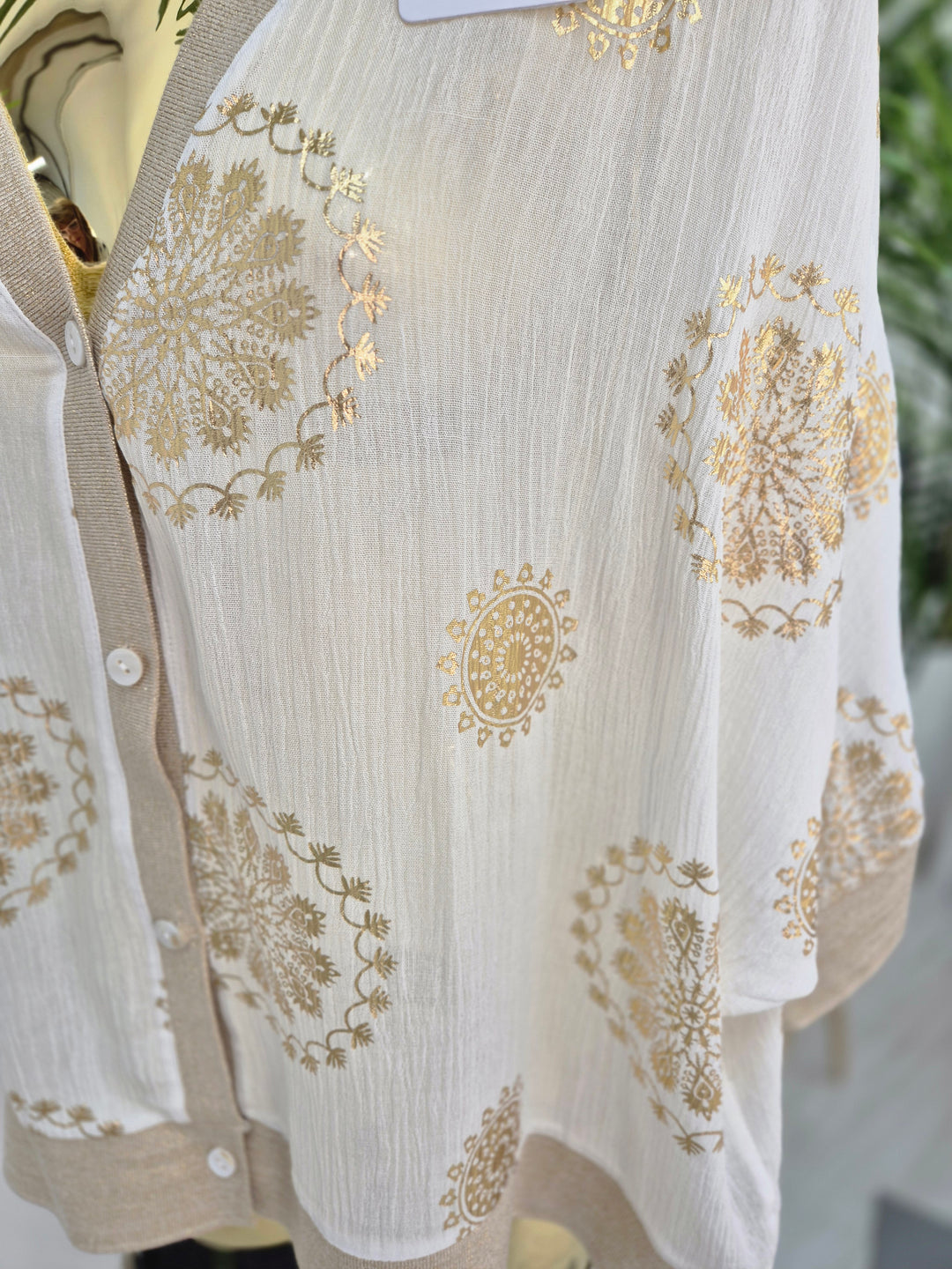 Ibiza Floral Jacket - White/Gold - (Loose Fit)