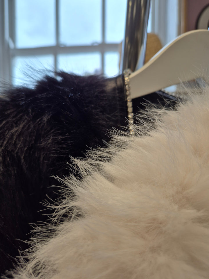 Oslo Crystal Faux Fur Jacket - Black - (One Size fits from Size 10 to Size 16)