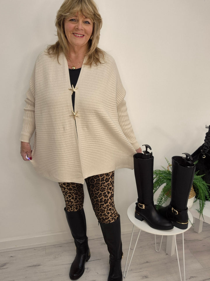 Starfish Super Soft Cardigan - Cream (Oversized, fits from Size 12/14 to Size 18)