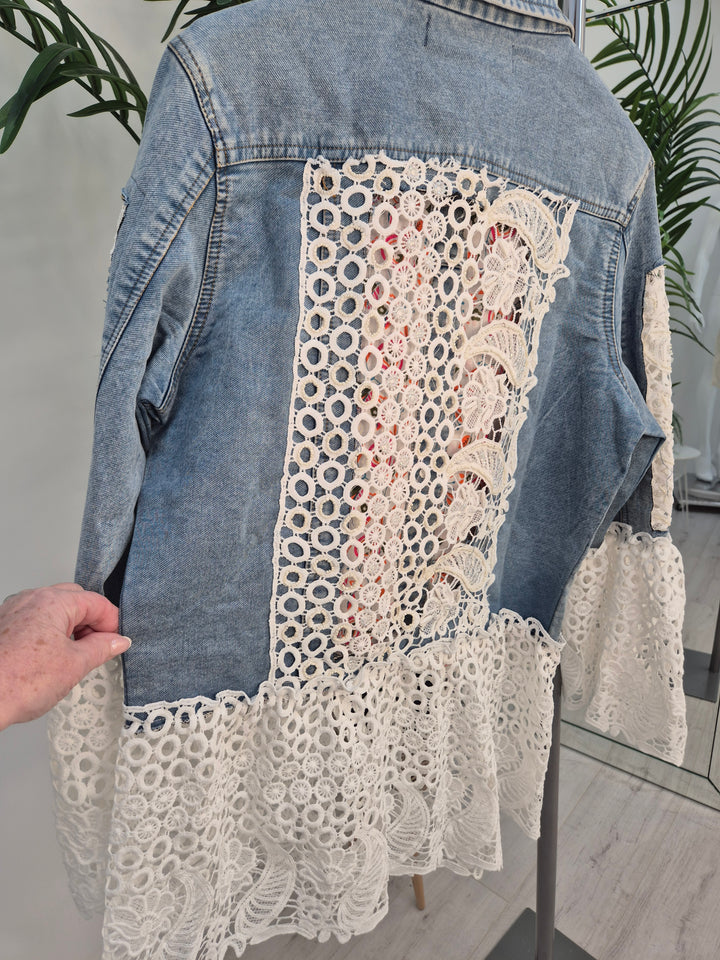 Lana Lacy Denim Jacket - Mid Stonewashed (One Size, fitting from Size 10 up to 14)