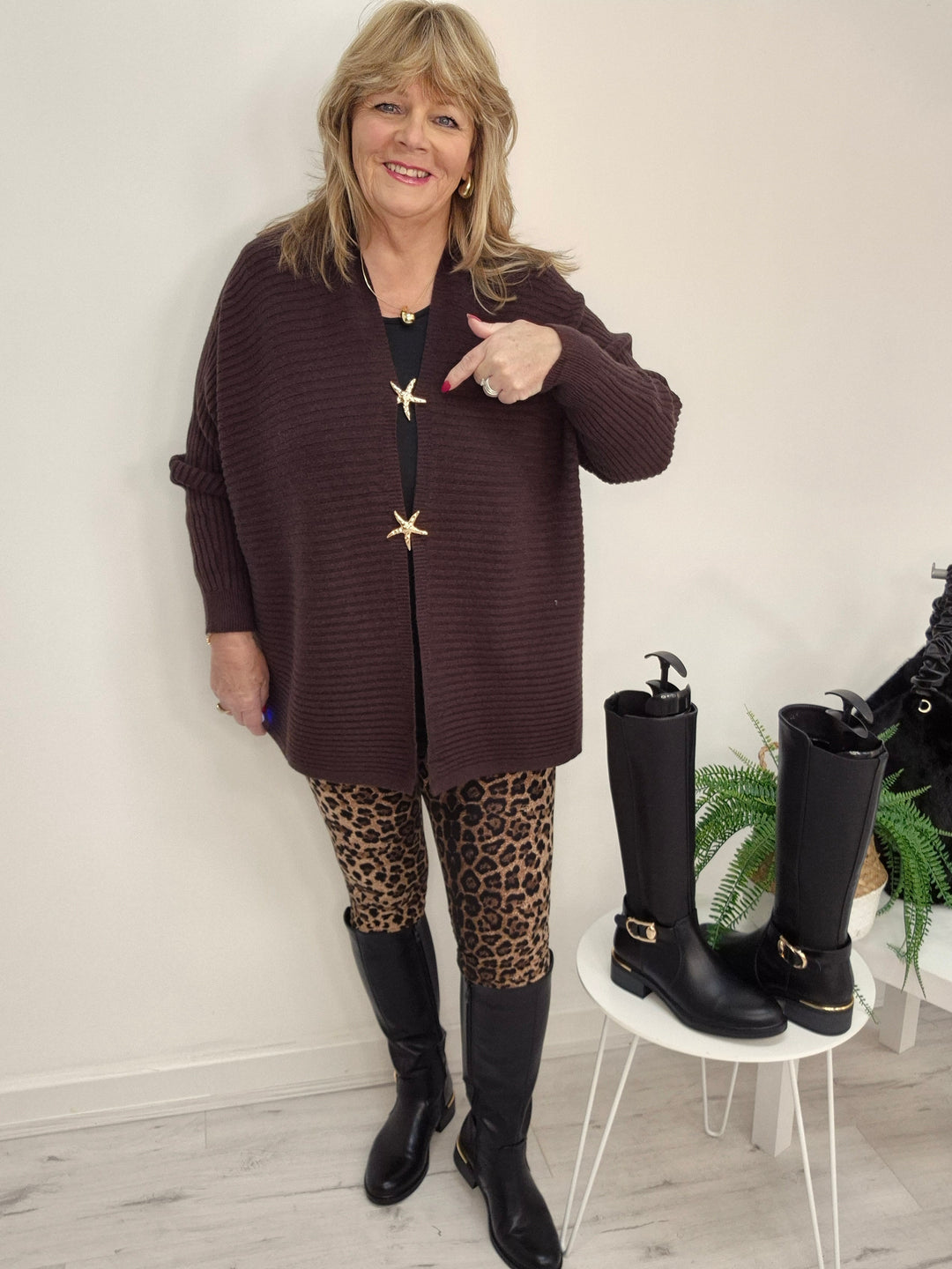 Starfish Super Soft Cardigan - Chocolate (Oversized, fits from Size 12/14 to Size 18)