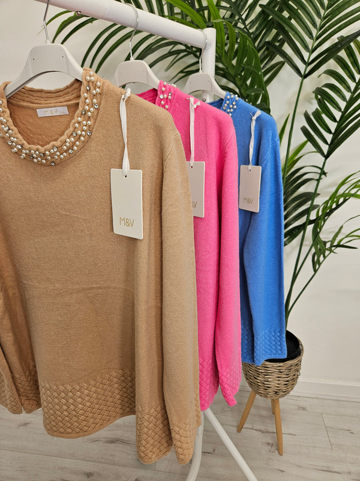 Audrey Pearl & Crystal Jumper - (choose your Colour)