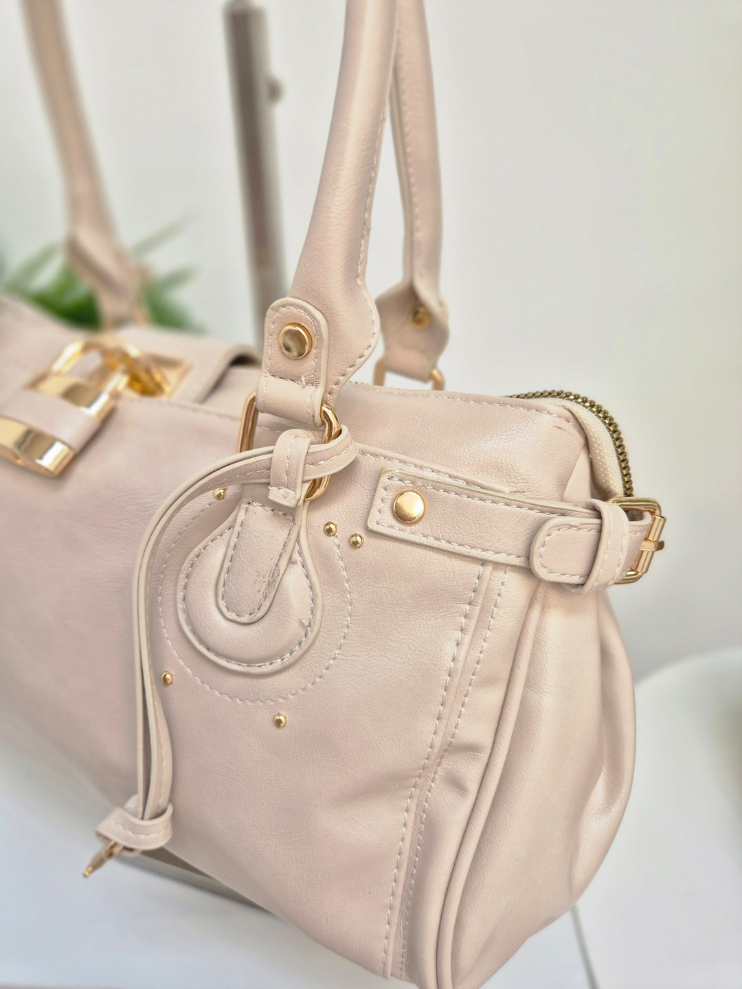 Mia Faux Leather Bag - Beige