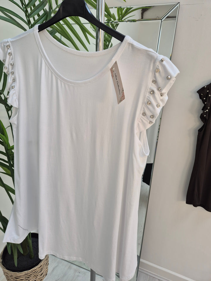 Crystal Sleeve Tee Shirt (choose your Colour) (One Size/Oversized, fits up to Size 18)