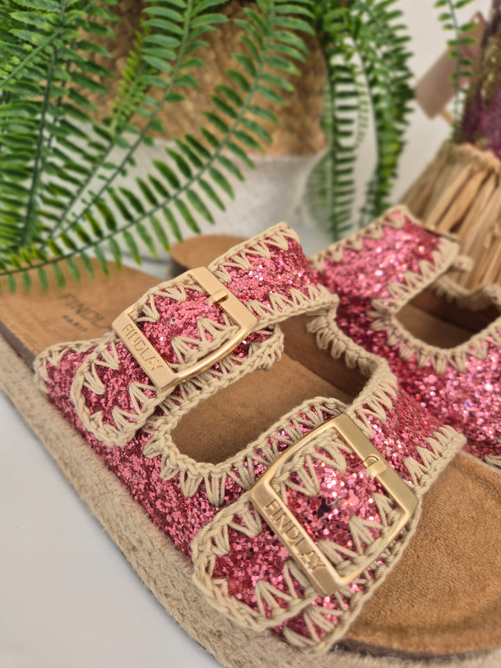 Marbella Sliders (Slip On) with Adjustable Buckles - Pink
