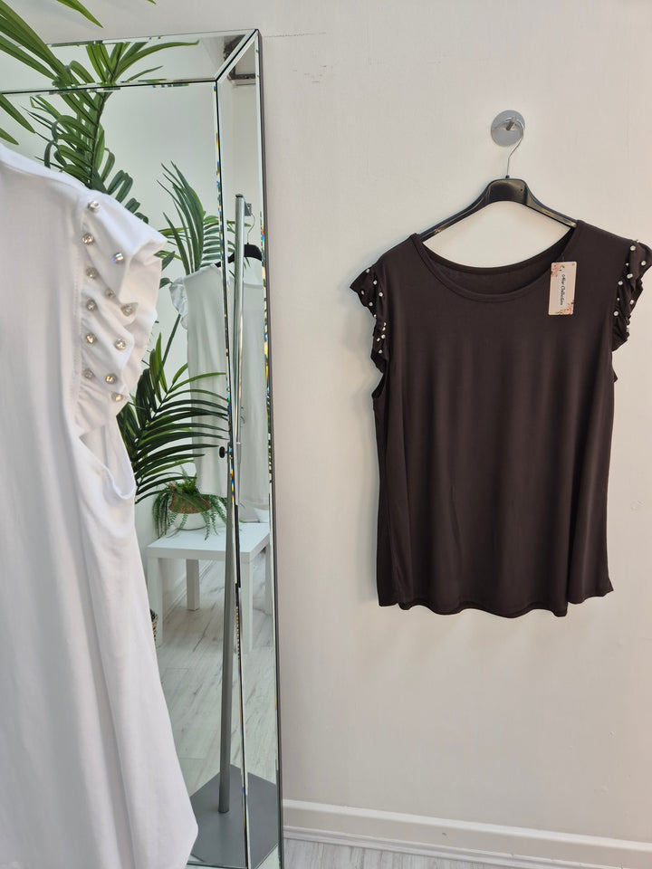 Crystal Sleeve Tee Shirt (choose your Colour) (One Size/Oversized, fits up to Size 18)