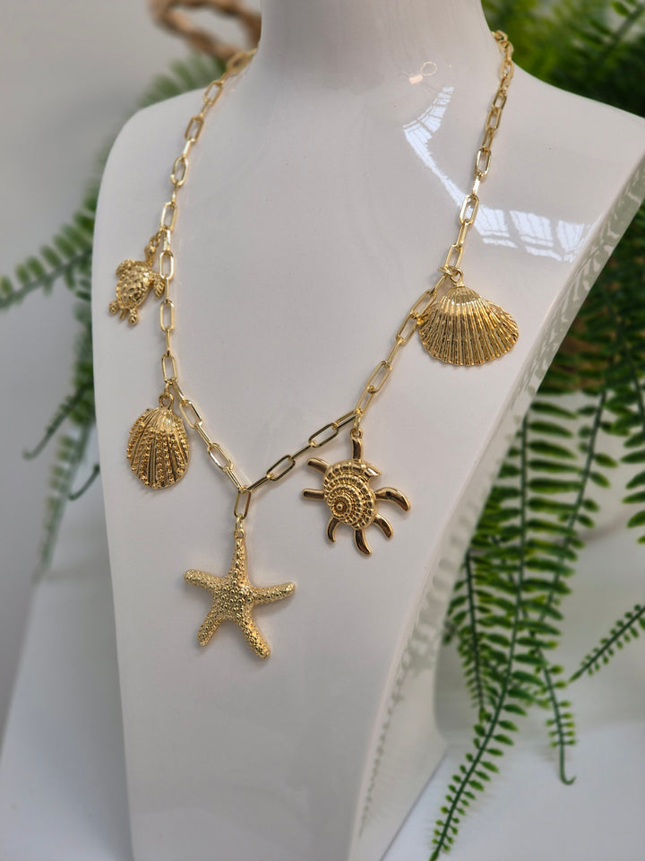 Beach Life Necklace (Gold Tone)