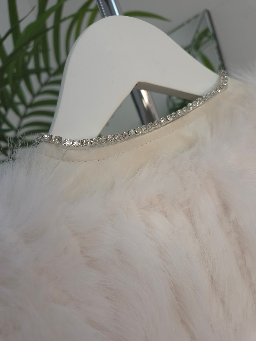 Oslo Crystal Faux Fur Jacket - Winter White - (One Size fits from Size 10 to Size 16)