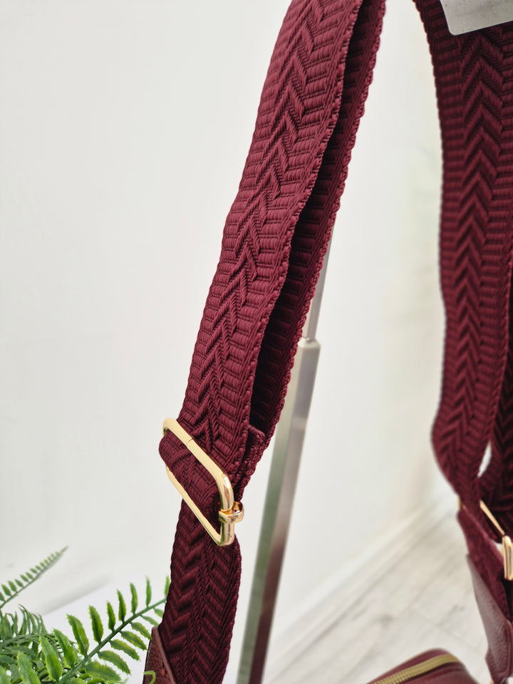 Diamond Quilted Bag - Wine (Gold Tone)