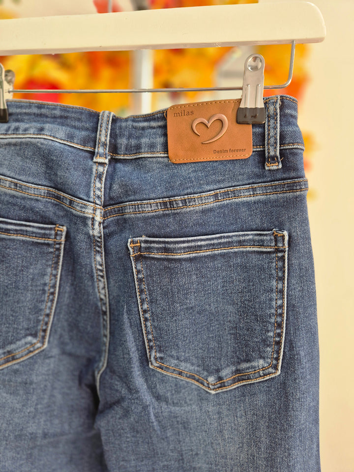 Milas Wide Leg Jeans - Dark Stonewashed - (choose your Size)