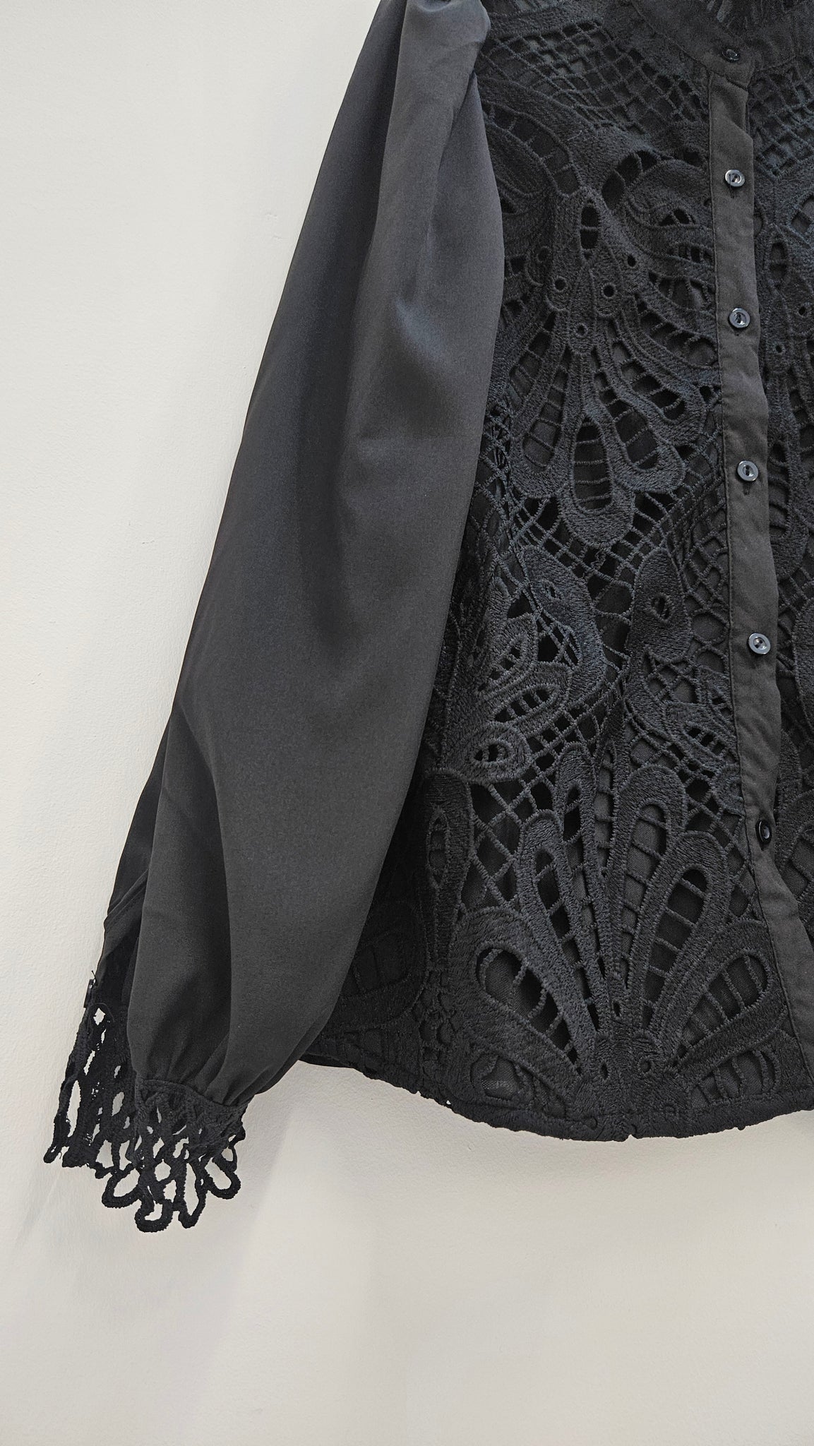Serena Crochet Blouse  - Black ( Petite/Fitted)